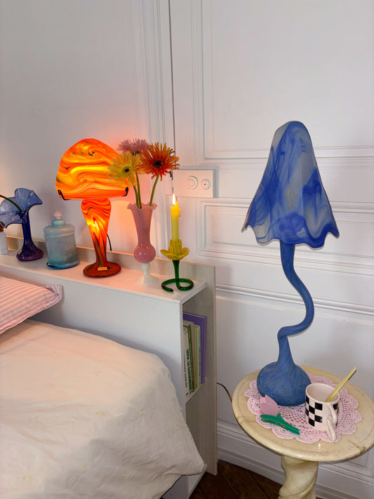 Lampe champignon bleue tourbillon