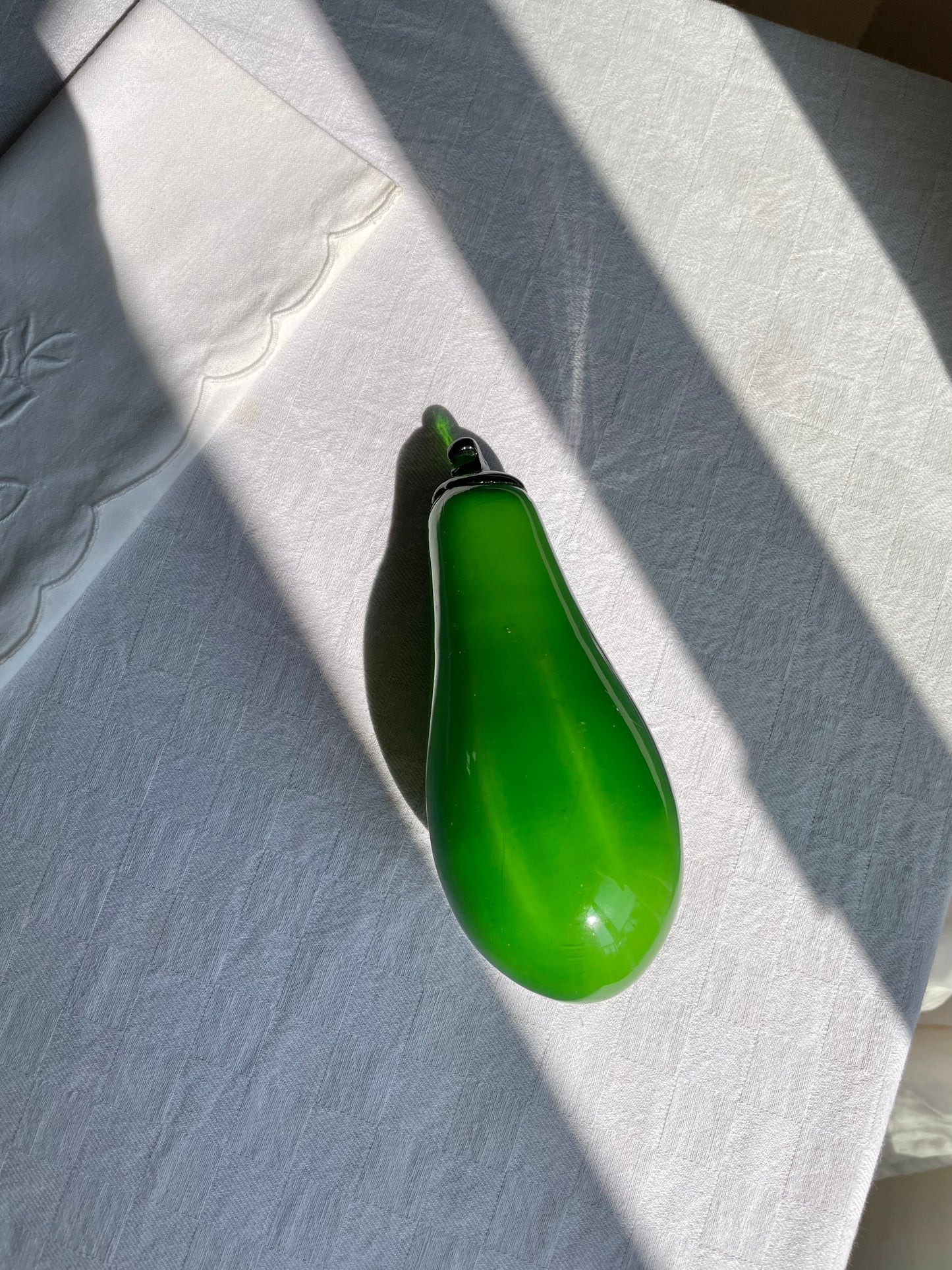 Green eggplant in blown glass