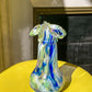 Vase de Clichy moucheté bleu et jaune
