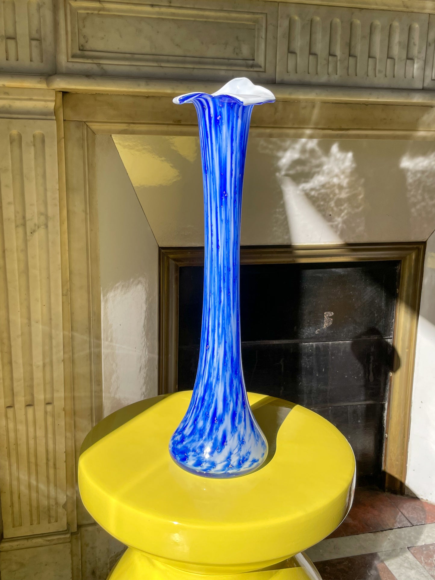 Long vase bleu et blanc Arum