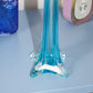 Long vase bleu transparent