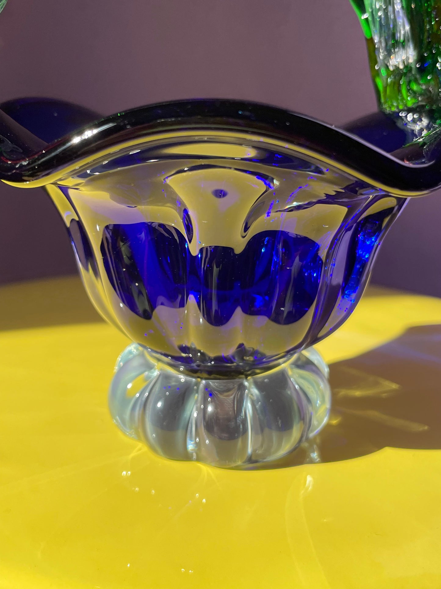 Panier en verre Murano bleu